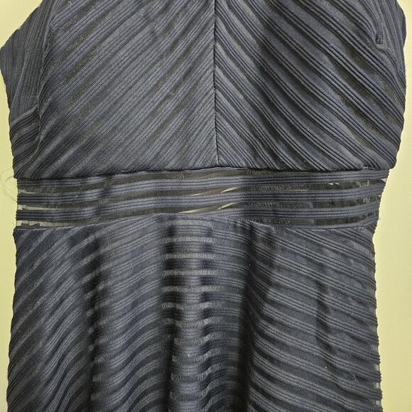 NWT Dear Moon Navy Blue Cocktail Dress Jr sz 11 Sheer Striped Shell Over Solid - Picture 5 of 8